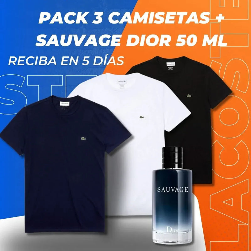 Pack 3 Camisetas LCST + Perfume Sauvage - Envío Gratis a Toda Argentina